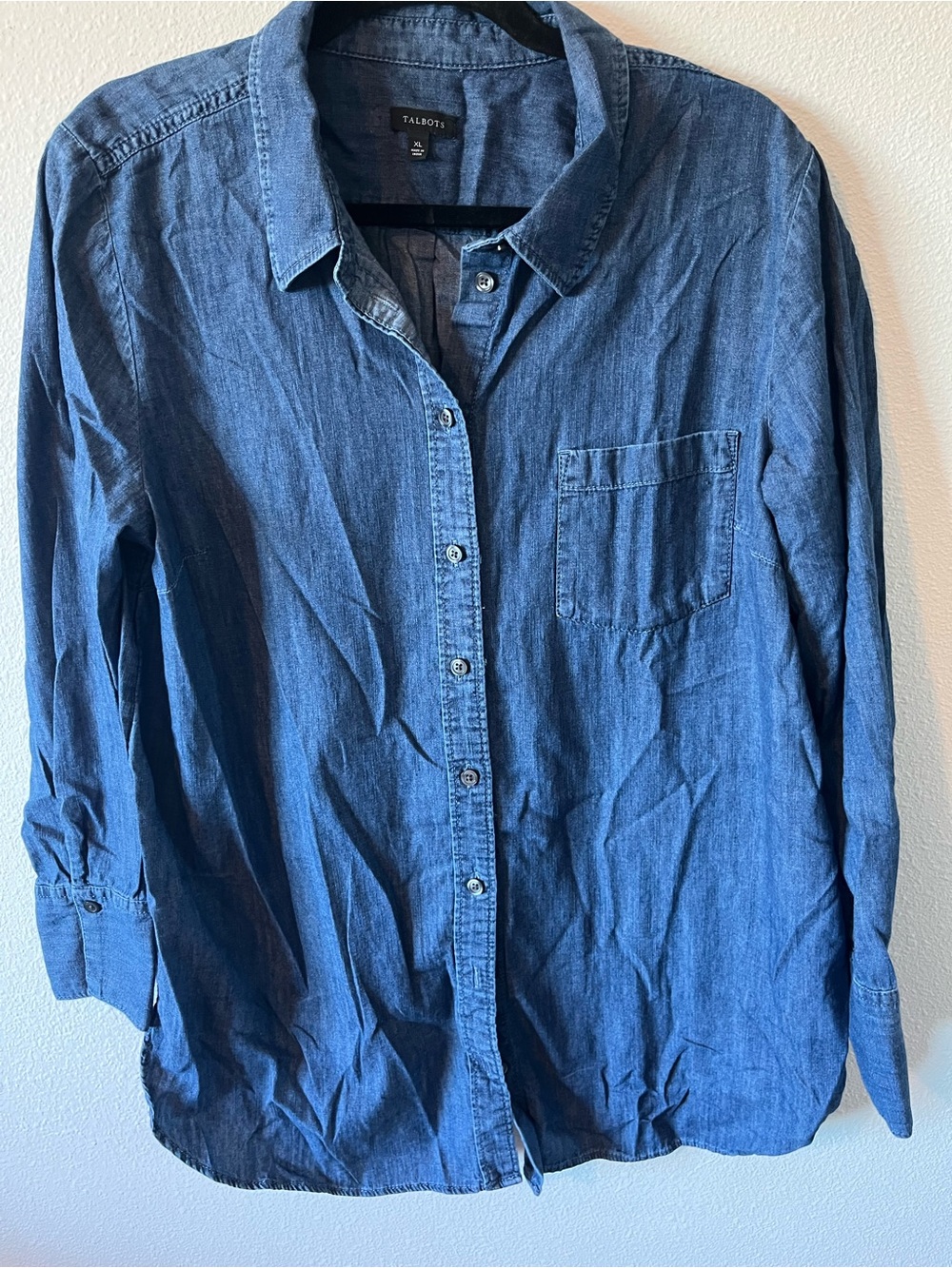 Talbots Dark Blue Denim Button-Down Shirt